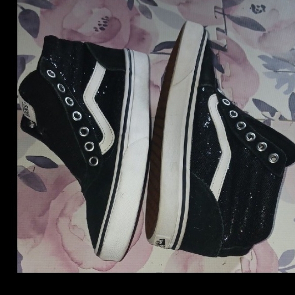 Vans Black and White Glitter Sneakers - Picture 4 of 5
